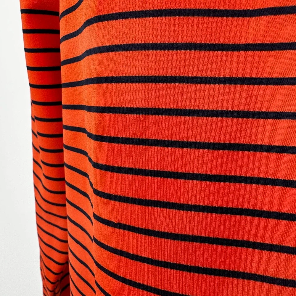 Fennec Mens Quarter Zip Pullover Orange Navy Striped Golf Shirt Size Medium